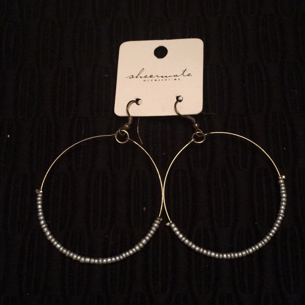 Large Beaded Hoop Earrings NWT